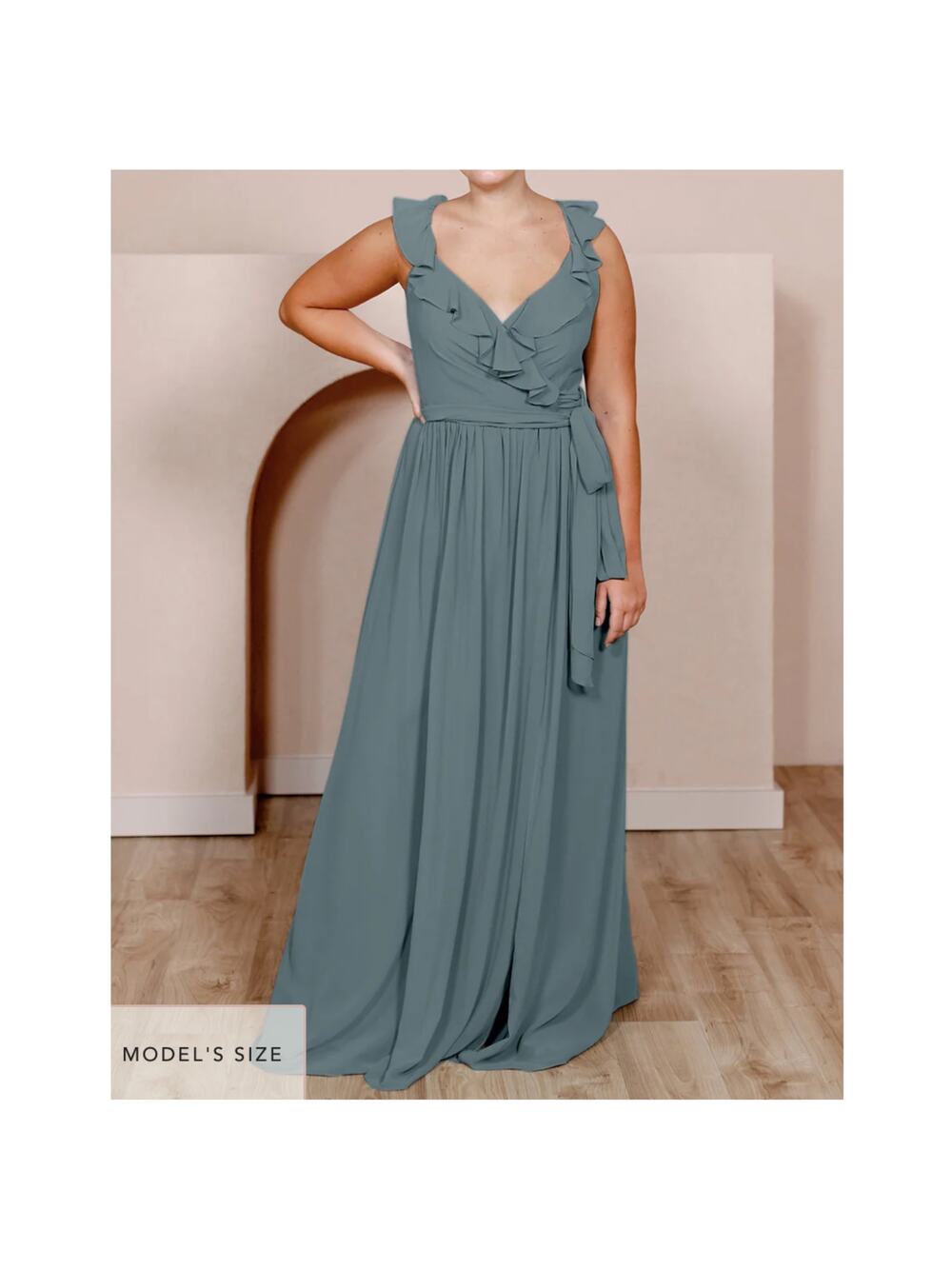 Revelry Valerie Chiffon Dress Eucalyptus Bridesmaid